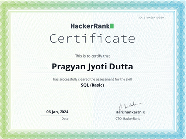 HackerRank SQL (Basic) Certification
