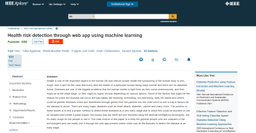 Health Risk Detection via ML